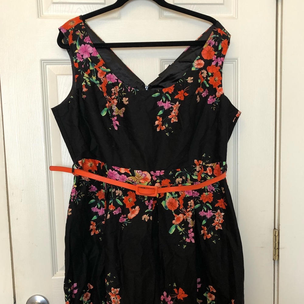 City Chic Floral Print cocktail Dress Belted